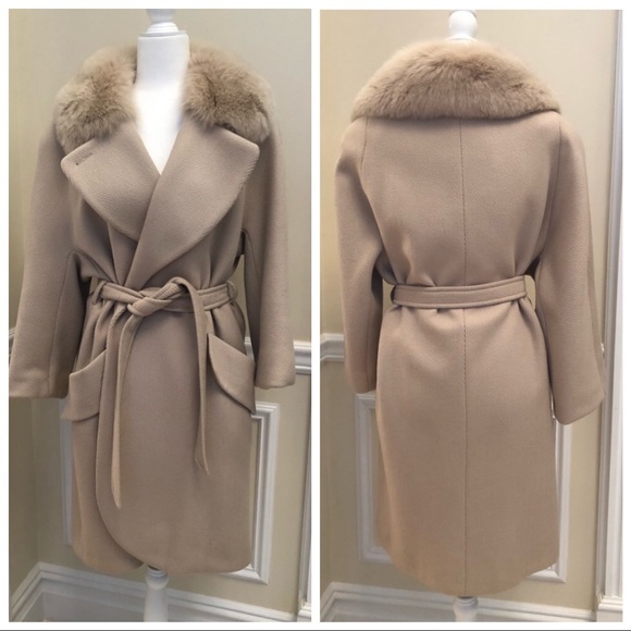 Vintage Alorna wool coat real fur collar Sz L - Picture 2 of 9